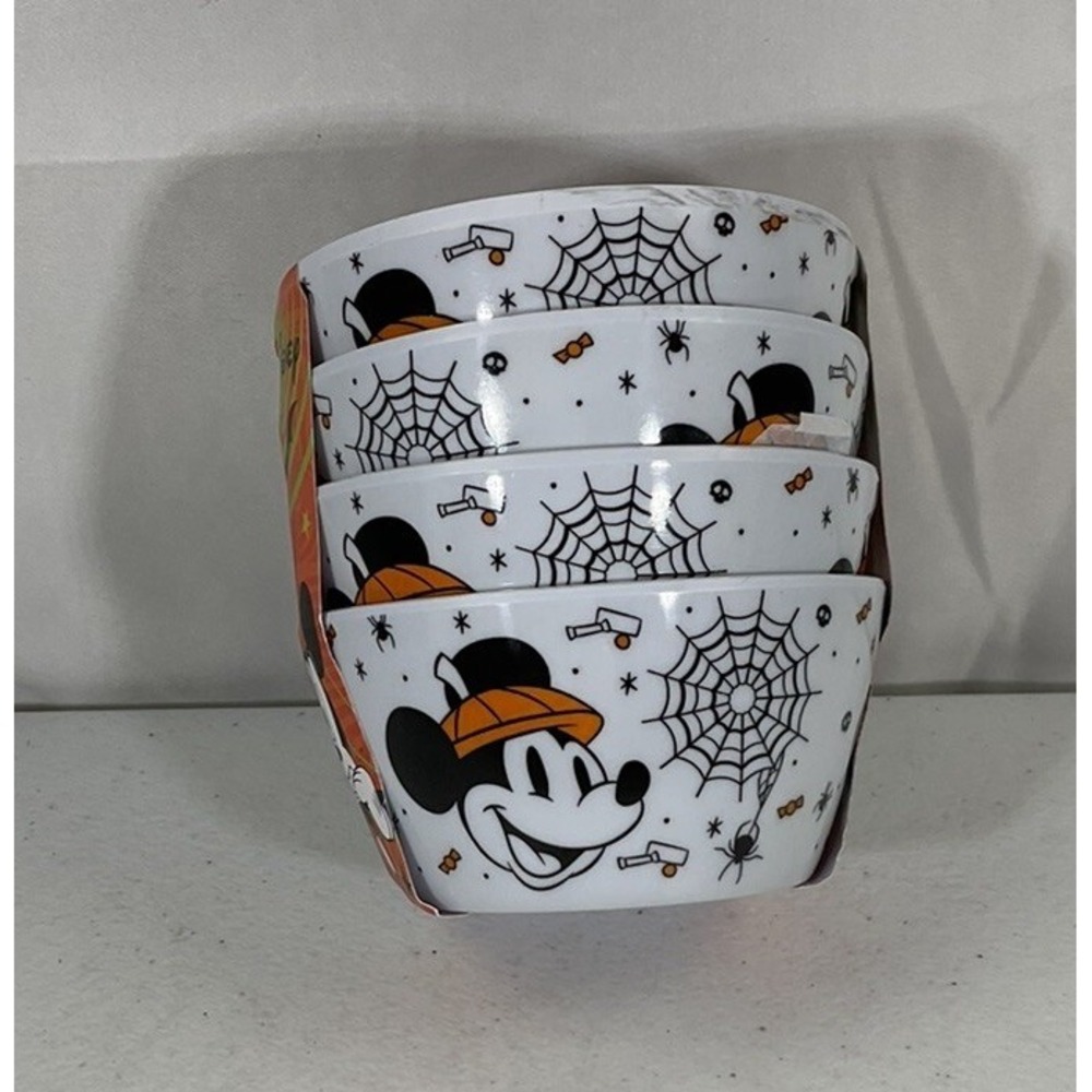 Disney Halloween Mickey Spider Webs Set of 4 Tidbit Snack Melamine Bowls